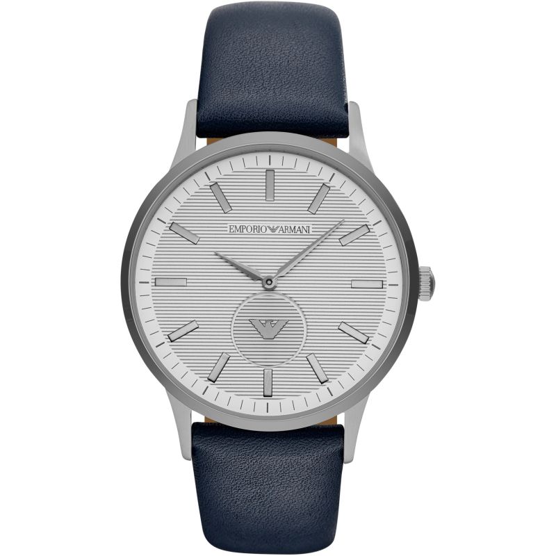 Emporio Armani Renato hvid skive blå læder rem ur For Men Ar11119
