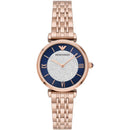 Emporio Armani Gianni T Bar kvarts Crystals sort skive guld stål rem ur For Women Ar11423