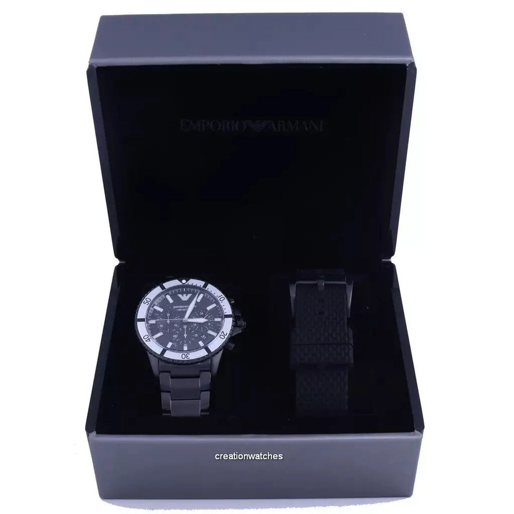 Emporio Armani herreur Ar80050 sort Ion belagt rustfrit stål Chronograph