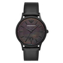Emporio Armani herreur Ar11276 sort rustfrit stål og læder