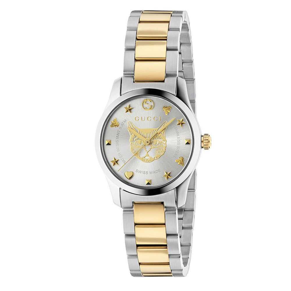 Gucci G-Timeless Mystic Cat dameur i stål med guldfarvet PVD-belægning YA126596