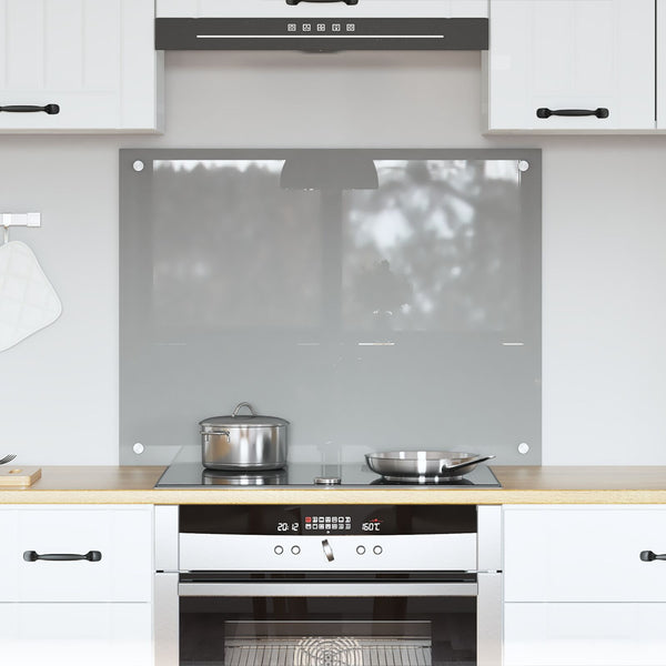 Køkken Backsplash Lysegrå 80X60X0,6 Cm Hærdet Glas