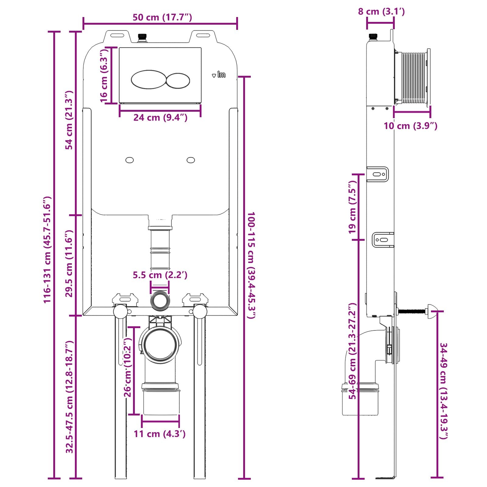 Badeværelsestilbehør Montager Hvid Plastik 50 X 8 X 131 Cm