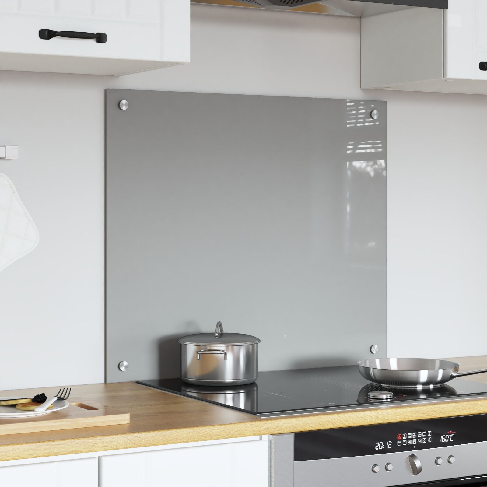Køkken Backsplash Lys Grå 70X60X0,6 Cm Hærdet Glas