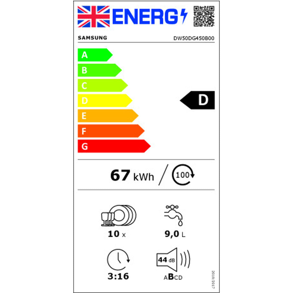 Opvaskemaskine Samsung DW50DG450B00ET 45 cm