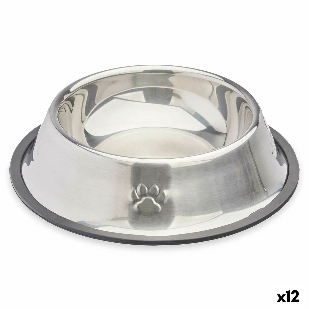 Hund Feeder Mascow Grå Sølvfarvet Gummi Metal 22 x 5 x 22 cm 22 x 6 x 22 cm (12 enheder)