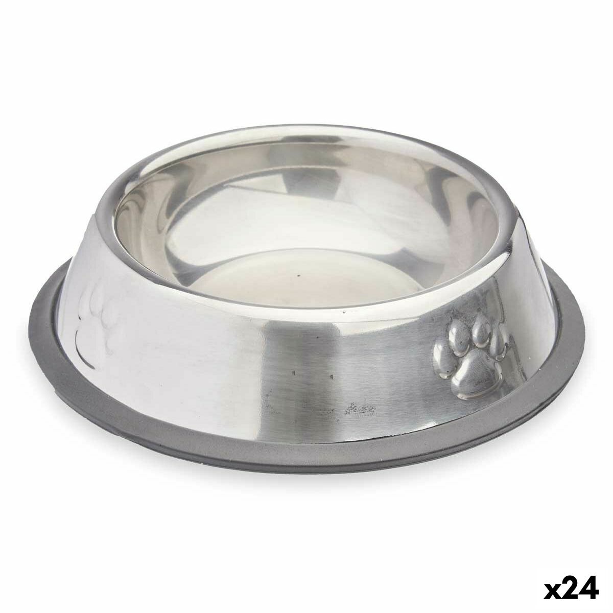 Hund Feeder Mascow Grå Sølvfarvet Gummi Metal 15 x 4 x 15 cm 16 x 3,5 x 16 cm (24 enheder)