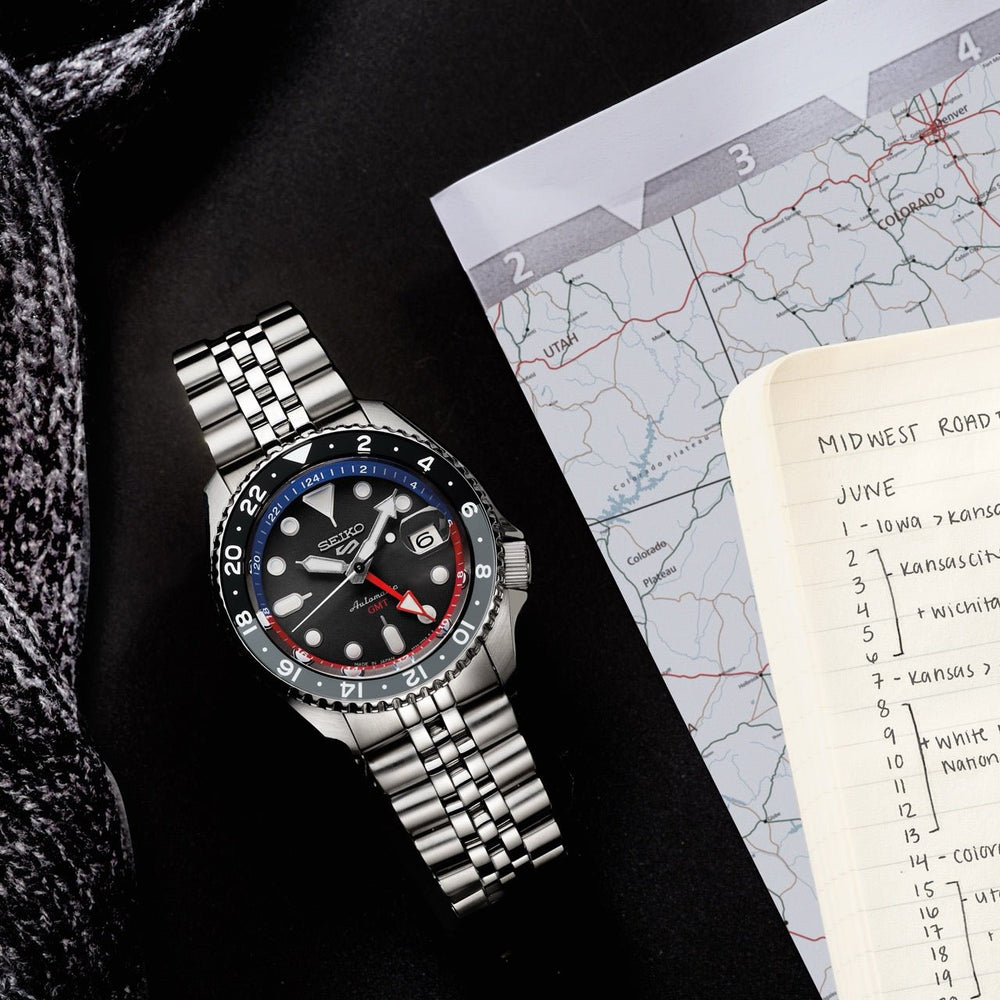 Seiko 5 Sports GMT Automatic sølv herreur SSK019K1