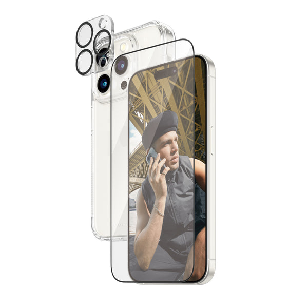 PanzerGlass Skærm/objektiv/rygbeskyttersæt Sort Transparent Apple iPhone 15 Pro