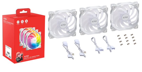 XPG VENTO 120 ARGB PWM Computerkabinet Ventilator 12 cm Hvid 3 stk