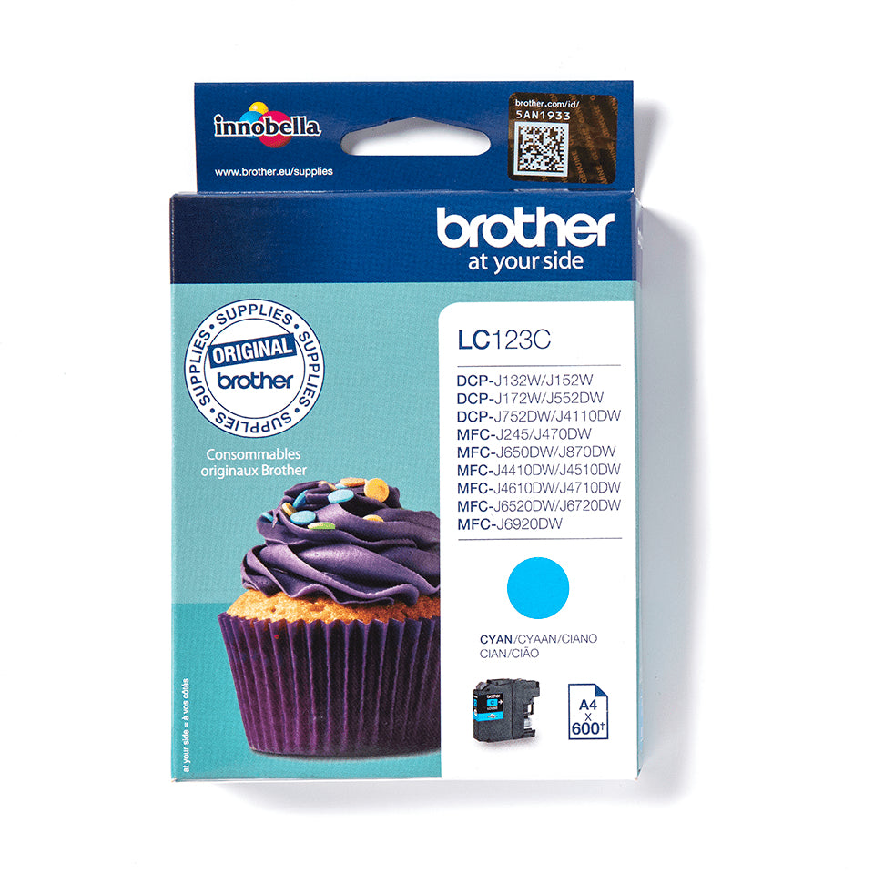 Brother LC 123C Cyan 600 sider Blæk
