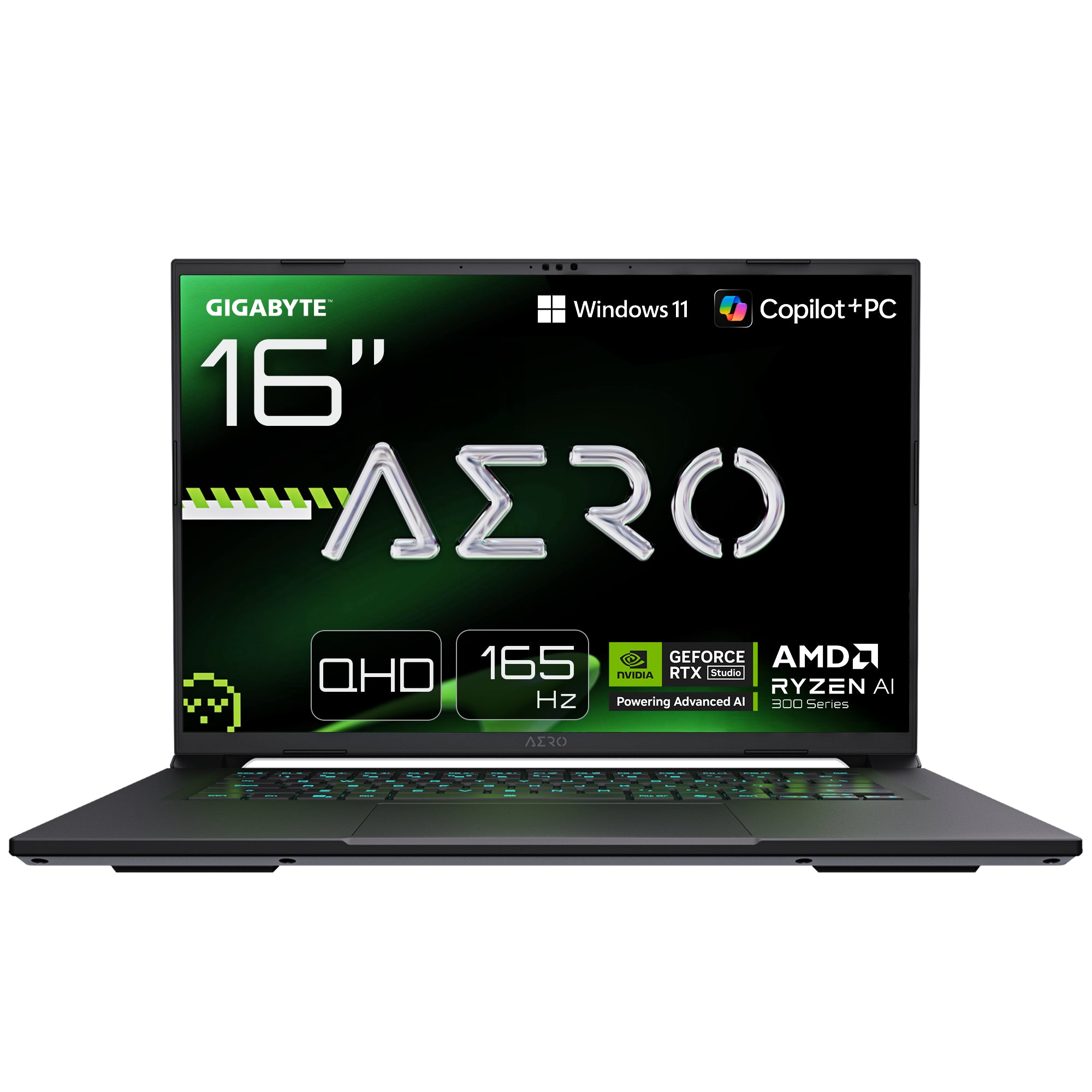 GIGABYTE AERO X16 2WHA3EEC65DP laptop Copilot+ PC AMD Ryzen AI 9 HX 370 40,6 cm (16) WQXGA 32 GB DDR5-SDRAM 2 TB SSD NVIDIA GeForce RTX 5070 Wi-Fi 6E (802.11ax) Windows 11 Pro Hvid