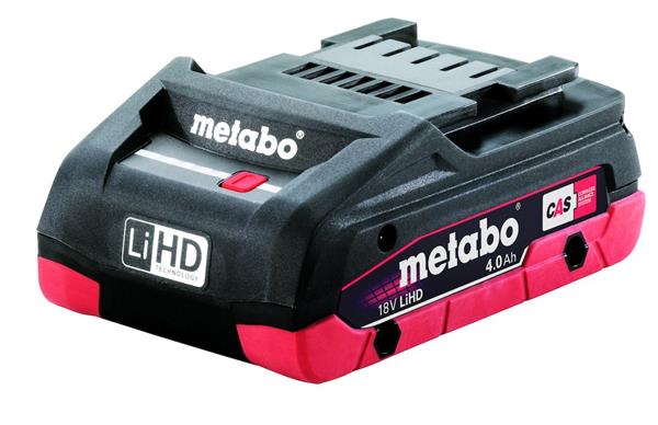 Batteri 18V 4.0Ah LiHD højydende, air-cooled med LED kapacitetsmåler og gummibund - Metabo