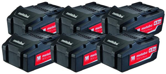 18V 4,0Ah Li-Power batterisæt 6 stk med indikator og støv-/stænkbeskyttelse - Metabo