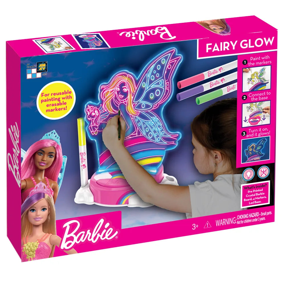 Natlampe til børn med USB og tusse-farver, plast glasplade – Barbie