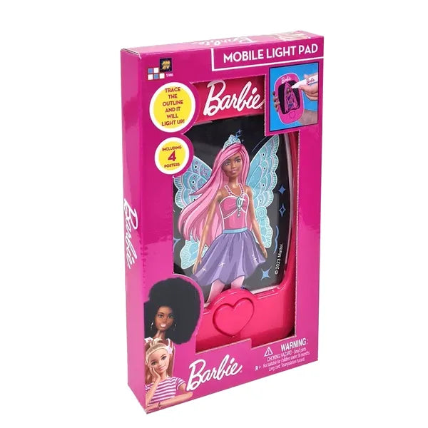 Bærbar selvlysende tegneplade til børn med skabeloner og tusser – Barbie