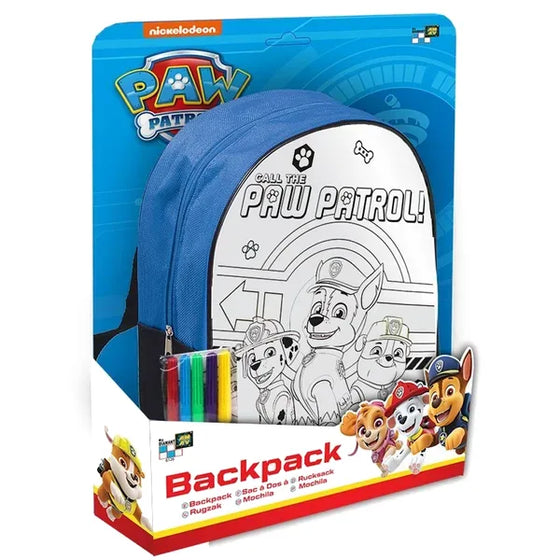 Rygsæk med mal selv Paw Patrol til børn – inkl. 5 tusser, 26x37 cm, 3+ år – Paw Patrol
