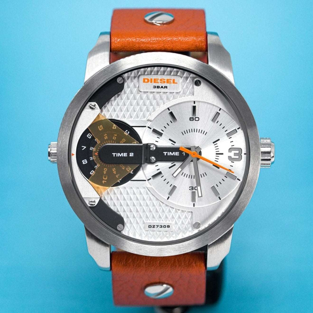 Diesel Dz7309 Men S Mini Daddy sølv brunt ur