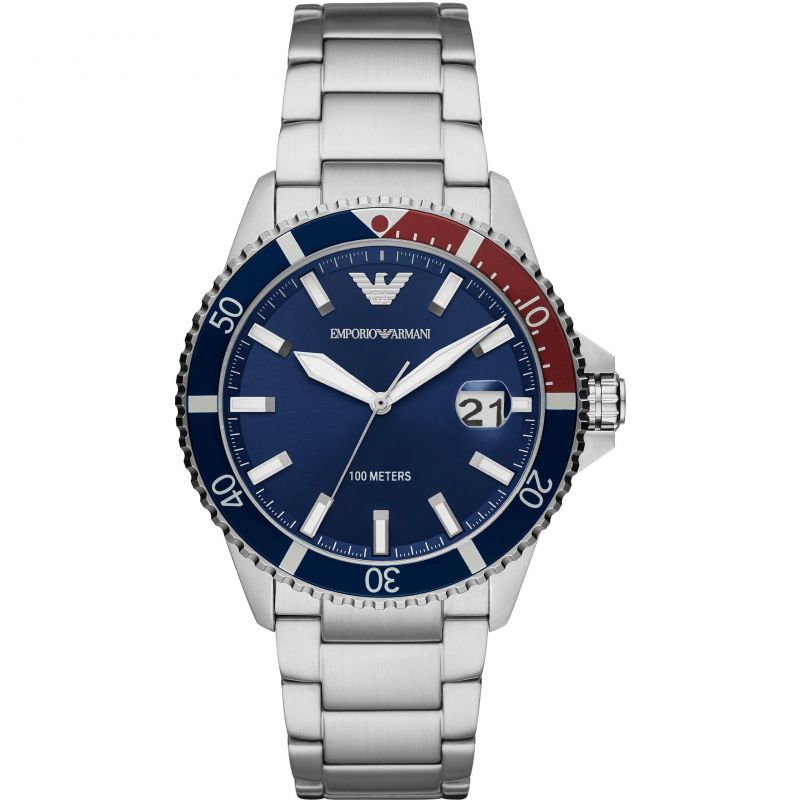 Emporio Armani Ar11339 Men S Diver stål blåt ur