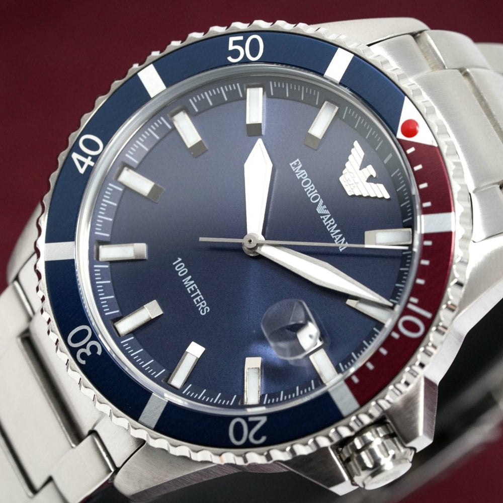 Emporio Armani Ar11339 Men S Diver stål blåt ur