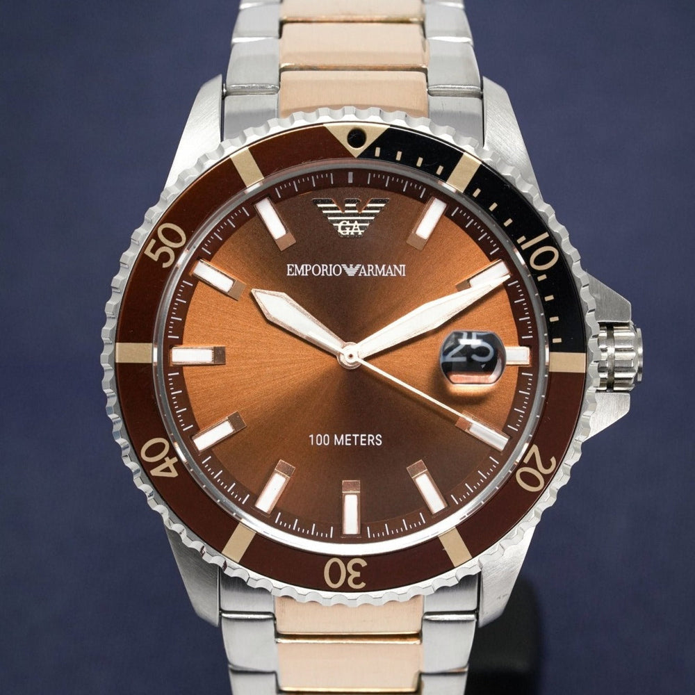 Emporio Armani Ar11340 Men S Diver tofarvet roseguld ur