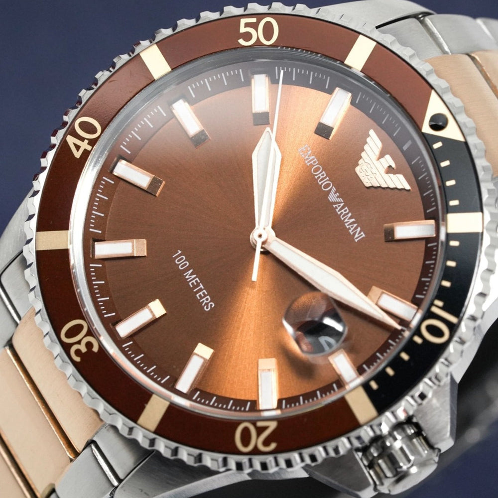 Emporio Armani Ar11340 Men S Diver tofarvet roseguld ur
