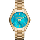 Michael Kors Mk3492 dameur Slim Runway guld Ocean blå