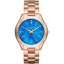 Michael Kors Mk3494 dameur Slim Runway roseguld Dark blå