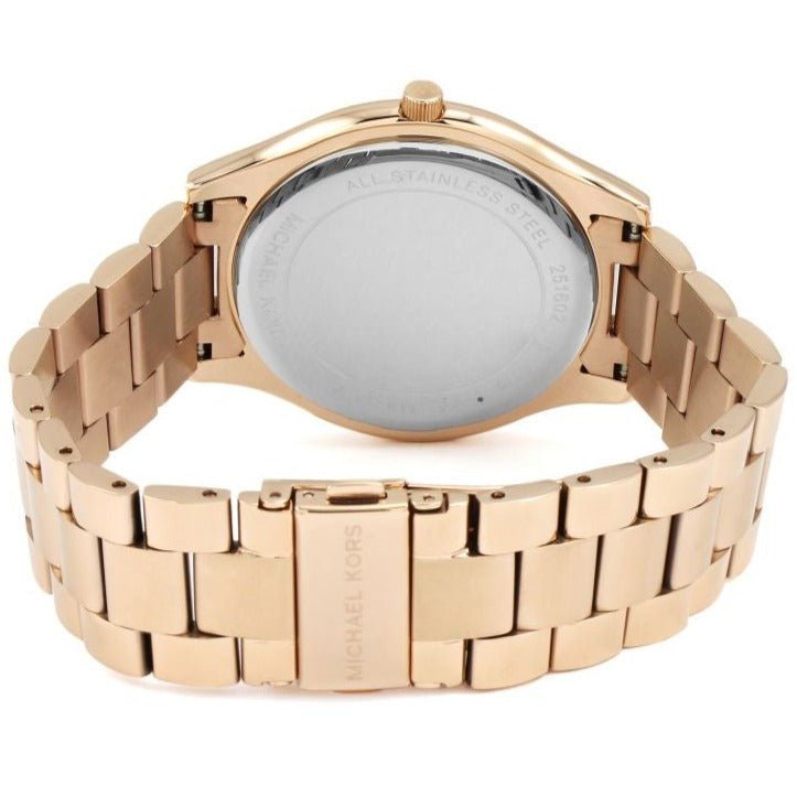 Michael Kors Mk3494 dameur Slim Runway roseguld Dark blå