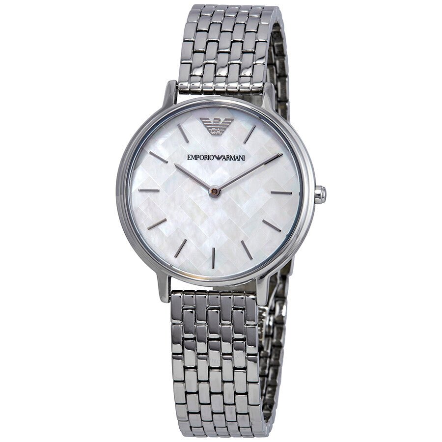 Emporio Armani Mother Of Pearl skive sølv stål rem ur For Women Ar11112