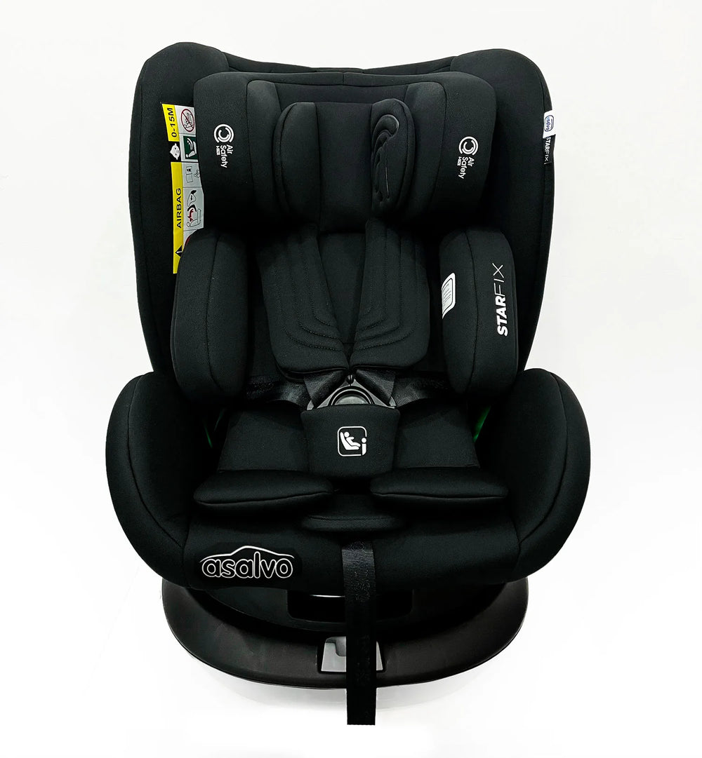 Autostol 0–36 kg i-Size 360° roterbar, Isofix, Star Fix, Sort — Asalvo
