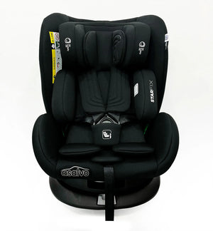 Autostol 0–36 kg i-Size 360° roterbar, Isofix, Star Fix, Sort — Asalvo