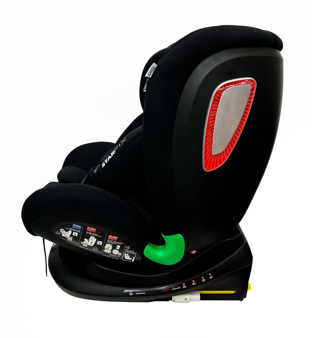 Autostol 0–36 kg i-Size 360° roterbar, Isofix, Star Fix, Sort — Asalvo