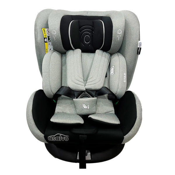 Asalvo Autostol 0-36 kg. og 360 graders rotation, Star fix, Grå