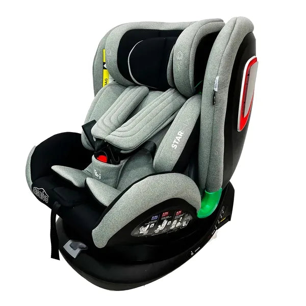 Autostol 0–36 kg, 360° roterbar, Isofix, i-Size Star Fix, Grå — Asalvo