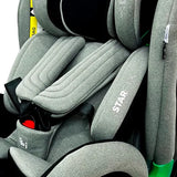 Autostol 0–36 kg, 360° roterbar, Isofix, i-Size Star Fix, Grå — Asalvo