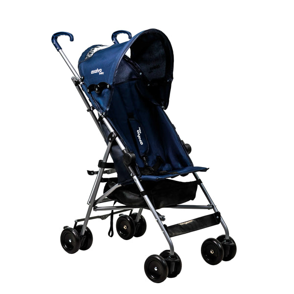 Letvægts klapvogn Enzo 4,9 kg Navy 5-punkts sele, kaleche m/vindue – Asalvo