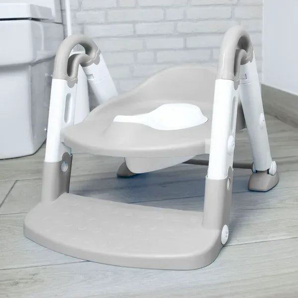 3-i-1 børnetoilet med trin og foldbar pottestol, justerbar højde og håndtag – Asalvo