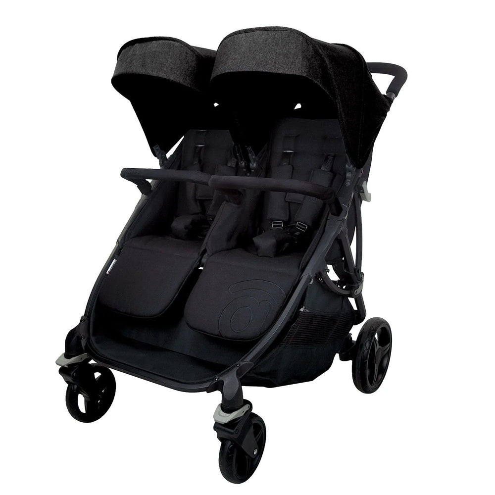 Tvillinge Klapvogn Double Bro Justerbar – Sort – Asalvo