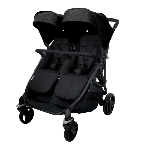 Tvillinge Klapvogn Double Bro Justerbar – Sort – Asalvo