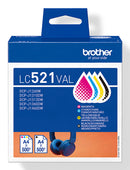 Brother LC521 Value Pack Sort Gul Cyan Magenta 500 sider Blæk