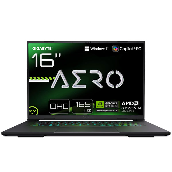 GIGABYTE AERO X16 2WHA3DEC65AP Copilot+ PC AMD Ryzen AI 9 HX 370 Laptop 40,6 cm (16) WQXGA 32 GB DDR5-SDRAM 2 TB SSD NVIDIA GeForce RTX 5070 Wi-Fi 6E (802.11ax) Windows 11 Pro Grå