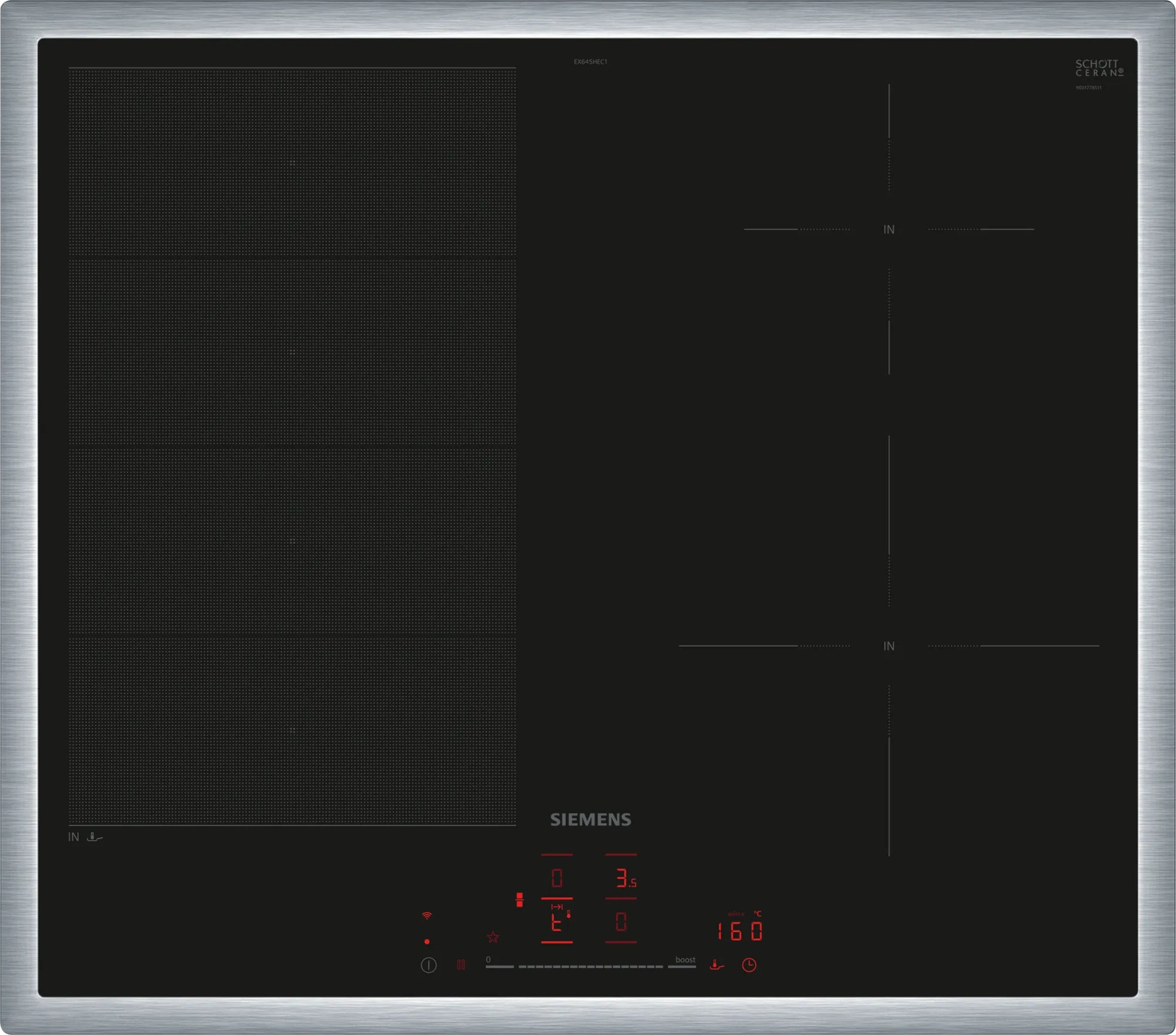 Siemens iQ700 EX645HEC1E kogeplade Sort Indbygget 60 cm Zone induktionskogeplade 4 zone(s)