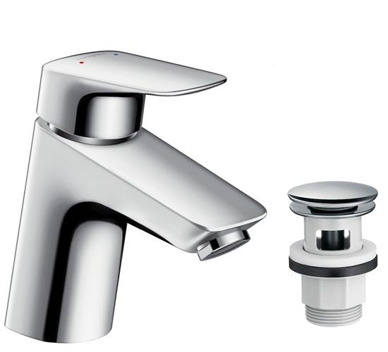 Håndvaskarmatur 1-grebs ComfortZone 70 fremspring 107 mm vandbesparende med push-open bundventil hansgrohe