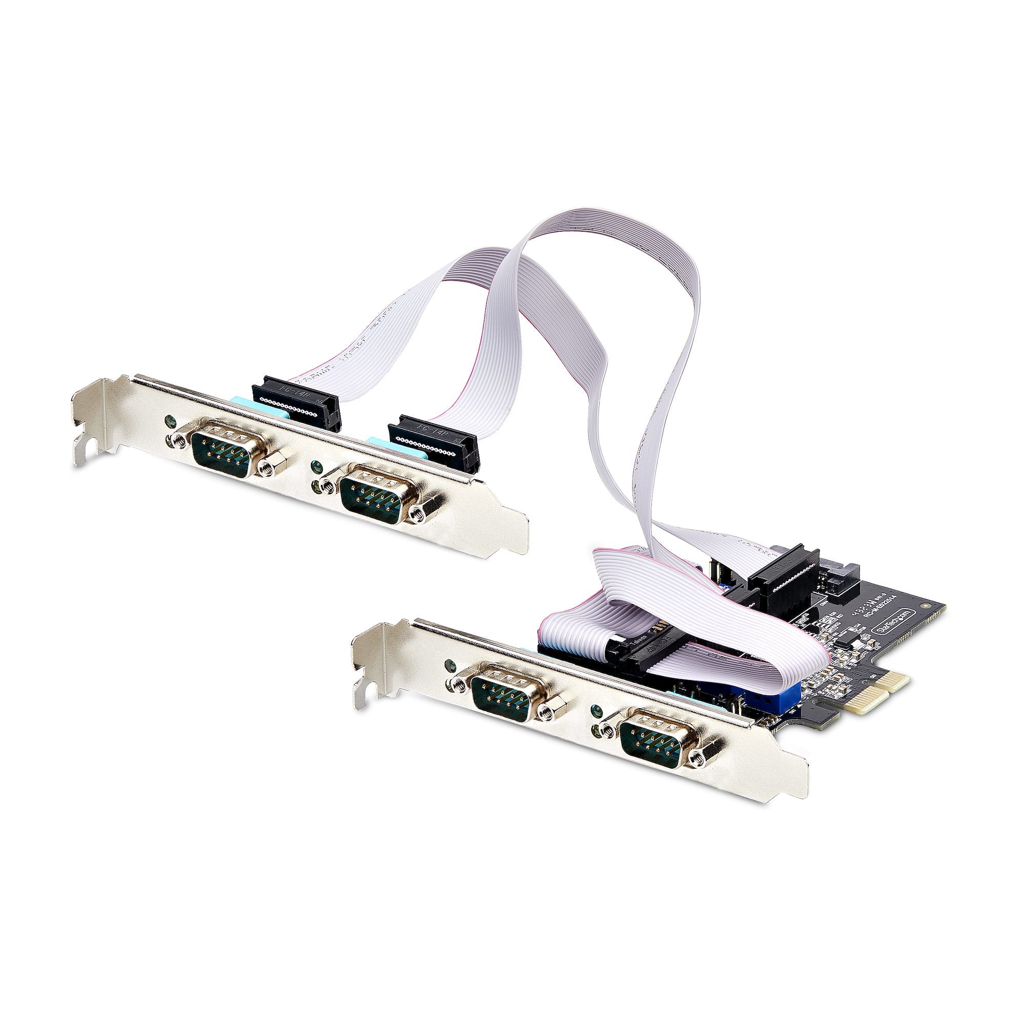 StarTech.com 4-Port Serial PCIe Card, Quad-Port PCI Express to RS232/RS422/RS485 (DB9) Serial Card, Low-Profile Bracket Incl., 16C1050 UART, TAA-Compliant, For Windows/Linux, TAA Compliant - Level-4 ESD Protection (PS74ADF-SERIAL-CARD) Seriel adapter PCI
