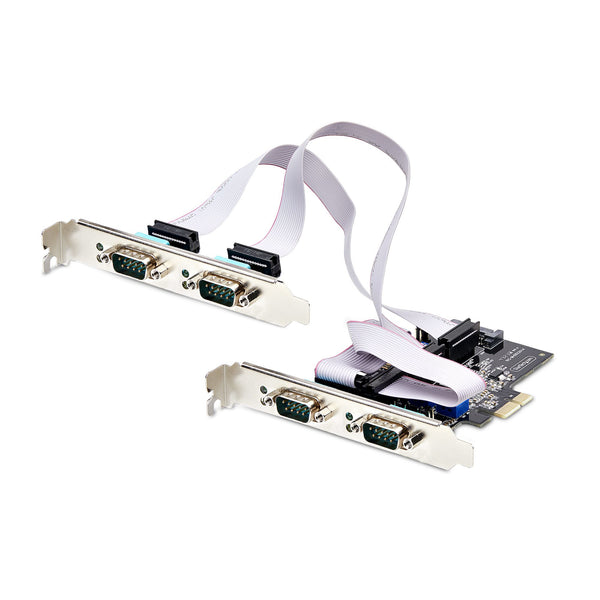 StarTech.com 4-Port Serial PCIe Card, Quad-Port PCI Express to RS232/RS422/RS485 (DB9) Serial Card, Low-Profile Bracket Incl., 16C1050 UART, TAA-Compliant, For Windows/Linux, TAA Compliant - Level-4 ESD Protection (PS74ADF-SERIAL-CARD) Seriel adapter PCI
