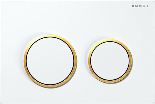 Betjeningsplade Omega20 dobbeltskyl hvid/guld til cisterne - Geberit