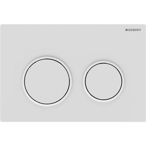 Dobbeltskyl betjeningsplade hvid mat Geberit Omega20 - top/front betjening, lydisoleret stænger Geberit