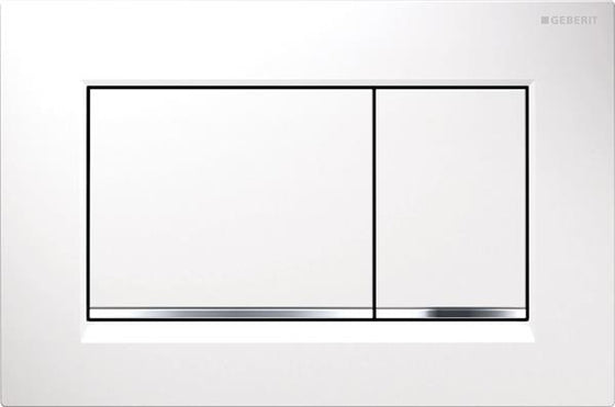 Dobbeltskyl frontbetjeningsplade hvid/krom til Geberit Sigma UP320/UP720 - Geberit