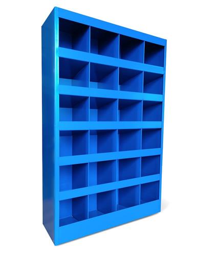 Boltreol 24 rum blå, vægophæng, svejst kabinet 770x500x160 mm - Blika